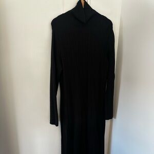 Peruvian Connection Black Turtle Neck Long Sleeve Maxi Dress Baby Alpaca